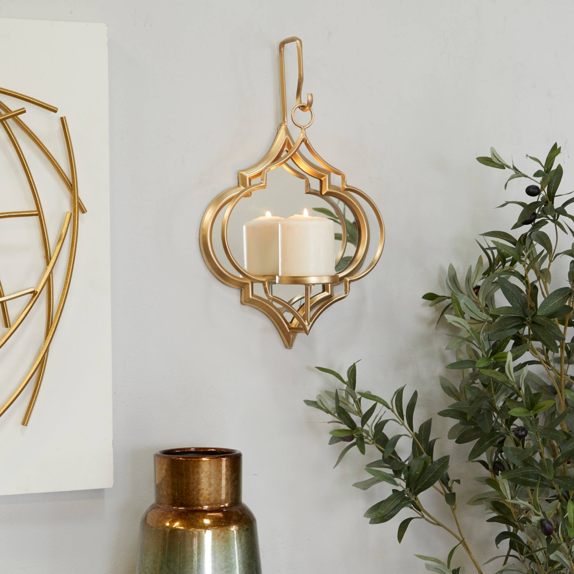 CosmoLiving by Cosmopolitan 16" Gold Glam Wall Sconce